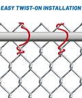 Beefed Up 14 Gauge Galvanized Chain Link Fence Ties, 8.27 Inch Length, 40 Count, shown installed on a chain link fence.
