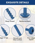 Detailed view of Heavy Duty Pocket Hole Screws Coarse Thread Wood Fasteners showing sharp thread, reinforced neck, type 17 tail.