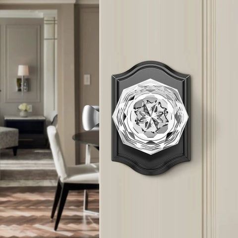 Dope Matte Black Diamond Crystal Door Knobs With Lock For Bedroom And Bathroom Privacy Glass Door Hardware for Interior Doors
