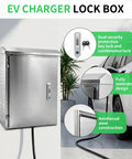 Tough As Nails Stainless Steel EV Charger Lock Box With Keyed Secure Cover, featuring waterproof design and dual locks.