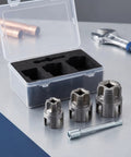 Dual Function Pipe Threading Tool Set with steel thread cutters and carry case for water lines internal and external use