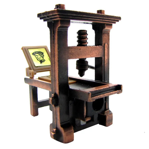One To Forty Eight Scale Metal Printing Press Die Cast Miniature Diorama Desk Accessory Pencil Sharpener With Sliding Print Surface And Ink Pad Reveal For Collectors And Dope Cool Retro Office Desk Decor