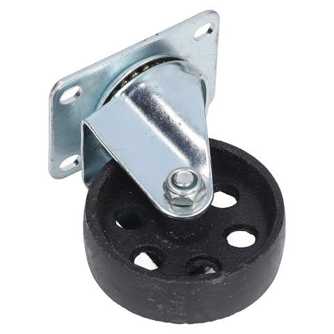 Tough As Nails 3.5 Inch Swivel Caster Wheel With Dual Bearings And Heavy Duty Cast Iron Frame, black wheel on metal mount.