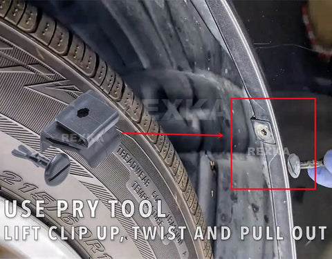 Using pry tool to install 5 Sets Front Fender And Bumper Clip And Pin Kit For Toyota And Lexus Replaces 53879-58010 And 47749-58010