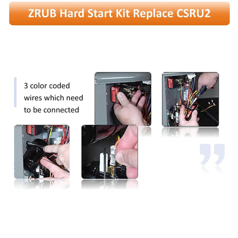Installation of Hard Start Capacitor Kit For 3.5 To 5 Ton AC Units Replaces CSR U2 Compressor Saver with color-coded wires.