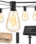 Super Chill Waterproof Solar String Lights Outdoor Fifty Ft Long With 25 Dimmable Shatterproof Vintage Bulbs Remote Controlled