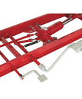 Steel Hydraulic Motorcycle Lift With 1100 Pound Capacity, Foot Operated Pump, Diamond Plate Platform, Removable Ramp With Hinges And Rollers