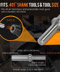 Quarter Inch Rivet Set For Pneumatic Hammers Pro Grade Universal Round And Dome Solid Rivets Kit with 0.401 shank size details