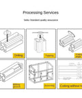 Processing services for Rock Solid 4080 V Slot Aluminum Extrusion Profile including drilling, tapping, cutting, and assembly.