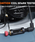 Close-up of ignition coil spark tester from Pack Of Fourteen Carburetor Adjustment Tools And Spark Tester For 2 Cycle Small Engines.
