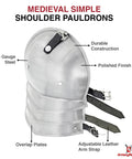 Medieval Pauldron Armor For LARP And Cosplay, 16 Gauge Polished Steel Shoulder Armor With Adjustable Belt And Buckle