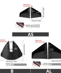 Hydrofoil Stabilizer Kit For External Boat Motors With Anti Cavitation Design, dimensions and mounting parts shown in diagram
