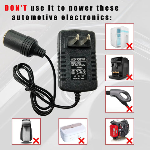 Solid Build AC To DC Converter 100-240V To 12V 2A 24W with note on improper use for certain electronics.