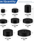 Size chart of 40 Piece Round Rubber Spacer Set in Eight Sizes Dope Anti Vibe Neoprene Washers, multipurpose black spacers and bushings.