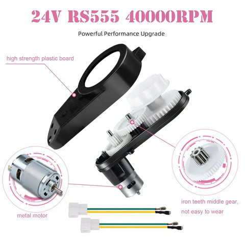 24V RS555 High Speed Motor Gearbox Upgrade Kit Two Pack With 40000 RPM Replacement Gears for Ride On Toys electric motor components