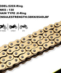 520 X Ring Drive Chain 130 Links With Master Link For Motorcycle Go Karts Mini Trail Bike And Bicycle Ultra Durable Universal Fit Weatherproof Performance For Wet Muddy And Dusty Rides