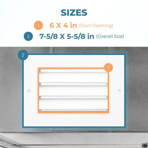 Aluminum Vent Cover 24 By 24 Inches Quiet Return Air Grille For Wall Or Ceiling, Heavy Duty HVAC Register, showing size dimensions