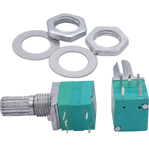 Pack Of 12 Dope Single Linear Rotary Potentiometers With Switch Two Of Each 5K 10K 20K 50K 100K 500K Ohms Knurled Shaft 5Pin RK097N-5-5K-500K