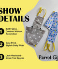 Soft Cotton Bird Harness Vest With Snap Fasteners And 2M Leash for small parrots, shown with star and heart patterns.