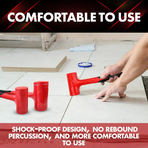Two Piece Dead Blow Hammer Set With 16oz And 27oz Ball Pein Mallets, Shockproof No Rebound And Sparks And Rebound Resistant in use on tiles