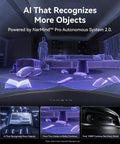 Image showcasing AI object recognition in robotic vacuum technology, emphasizing the NarMind Pro Autonomous System 2.0.