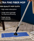 Top Notch 36 Inch Microfiber Dust Mop Head Replacement For Heavy Duty Commercial Floor Cleaning And Janitorial Supplies Blue Three Pack Refills on mop in use.