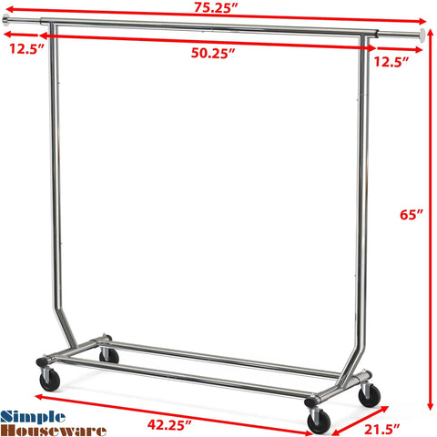 Sturdy Workhorse Commercial Grade Garment Rack With Heavy Duty Steel Construction Extends From 50 To 75 Inches Holds Up To 250 Lbs Chrome Finish Adjustable Hanging Rod For Home Office Or Studio Use