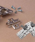 Soft Close 45 Degree Tip Out Cabinet Door Hinges For Overlay Kitchen Cabinets Spring Self Closing Mechanism Quiet Smooth Action Durable Iron Construction 2 Pack shown with installation screws