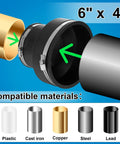 2 Pack Flexible PVC Reducing Pipe Couplings 6 Inch To 4 Inch With Stainless Steel Clamps For DWV Pipes Universal Fit Fits Cast Iron Plastic Copper Steel DIY Friendly No Sweat Install, 6" x 4" reducer
