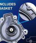 Oem Water Pump For 2010 Through 2019 Toyota Prius C And Lexus Ct200h 1.8L Hybrid Cooling System No Drama Straight Bolt On view with included gasket.