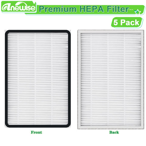 Front and back view of Five Pack EF-1 HEPA Media Filter Replacements For Kenmore 86889 Upright And Canister Vacuums Plus Panasonic MC-V199H