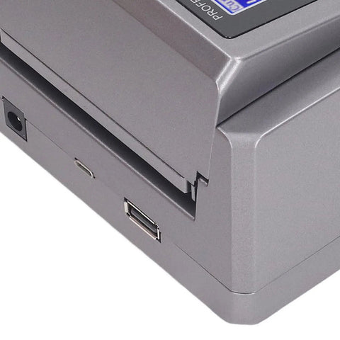 Close-up of USB port on high efficiency money counter machine with LED display and counterfeit detector multi mode bill counter