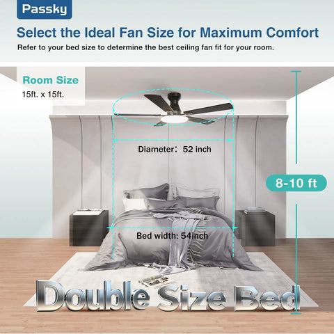 52 Inch Flush Mount Ceiling Fan With Light And Remote Low Profile Black Fan For Bedroom Or Farmhouse Keeps Your Room Cool