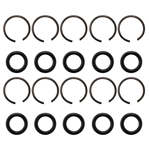 10 Pack Top Shelf 1/2 Inch Impact Wrench Socket Retainer Rings With O Ring Seals Hella Tough Steel Retaining Clips on white background.