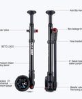 High Pressure MTB Bike Shock Pump 400 PSI Max For Fork And Rear Suspension With No Loss Schrader Valve 6 Inch Swivel Hose
