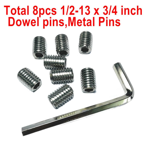 Eight Piece 1/2-13 by 3/4 Inch Hex Socket Set Screws 304 Stainless Steel Allen Head Grub Screws with 1/4 Inch Allen Wrench