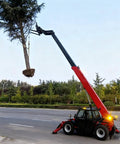 Heavy Duty Hydraulic Telehandler With Extendable Boom Loader lifting a tree for site work, showcasing tough build and precise controls.