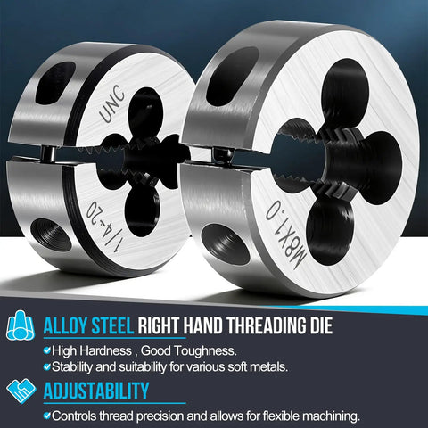 M8 X 1mm Round Threading Die Right Hand Metric Alloy Steel Machine Die For Cutting Threads In Metals, Side View