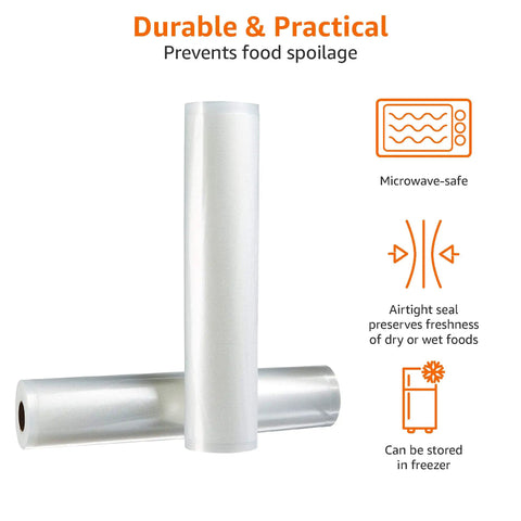 White Vacuum Sealer Bag Rolls Two Pack Heavy Duty Food Storage Compatible With Any Machine Hella Durable And Straight Up Essential For Freezer Safe Food Prep