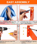 Easy assembly steps for 3 In 1 Chainsaw Holder Wall Mount Heavy Duty 10 Inch Steel Rack With Vertical Or Horizontal Storage 180 Lbs Capacity Built In Accessory Holes For File Wrench And Screwdriver Garage Organizer For Chainsaw Tools displayed