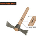 All Purpose Mattock Axe Tool with Twenty Ounce Forged 5160 Chrome Steel Head and Fourteen Inch Wood Handle Features Dual Function Pick and Hoe Design