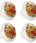 4 Pack Watercolor Floral Cabinet Knobs With Slick Round Design And Boss Grade Durability For Kitchen Cabinets Dresser Drawers And Closet Doors featuring floral design, 35mm diameter.