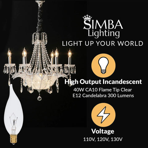 Flame Tip Clear CA10 Candelabra Light Bulbs 25W E12 Base 12 Pack For Chandeliers Ceiling Fans Pendants And Wall Sconces Dimmable 120V Warm White 2700K Incandescent Decorative Lighting Home Decor