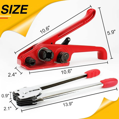 Heavy Duty Pallet Strapping Kit With Poly Strapping Tensioner, 4000 Inch PP Strapping Band, 100 Metal Seals, Sealer Tool sizes
