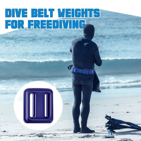 Person wearing All In One Dive Weights Belt Set For Scuba Diving with Heavy Duty Coated Nylon Weight Belt and Quick Release Buckle