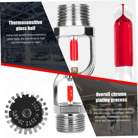 Pro Grade Pendant Fire Sprinkler Heads 3 Pack showcasing thermosensitive glass ball and chrome plated design.