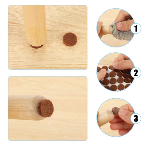 48 Pack Heavy Duty Brown Self Adhesive Felt Cabinet Door Pads Half Inch Diameter Round Furniture Glides on furniture leg preparation.