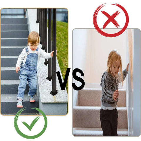 Slick Matte Black U Shaped Stair Handrail Double Pack With Ergonomic Grip For Indoor Steps Built Like A Tank To Deliver Solid Support For Easy Climbing Or Descending Without Any Hassle, demonstrating safe stair use.