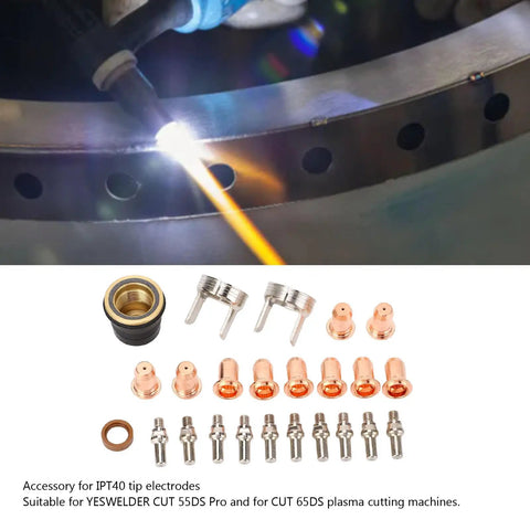 Pro Grade 24 Piece Plasma Cutting Torch Consumables Kit With IPT40 Electrodes And Nozzles Brass Zinc Alloy Tips Replacement Parts