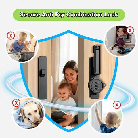 Keyless Barn Door Lock With Three Digit Password, Flip Latch For 90 And 180 Degree Sliding Doors, Cabinet And Gate Bolt